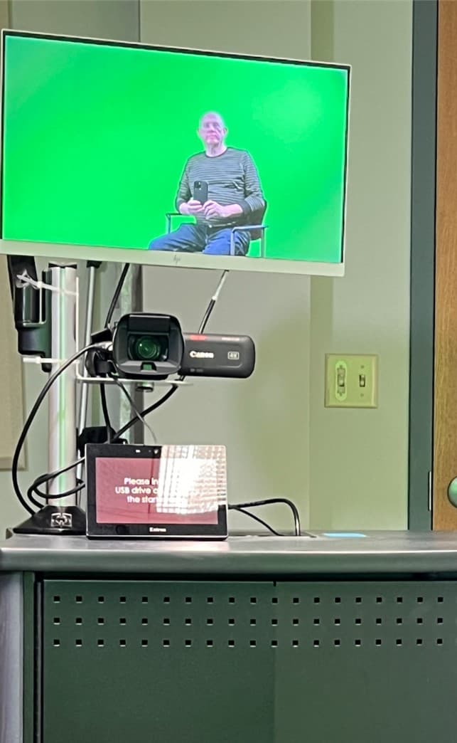 person on monitor
